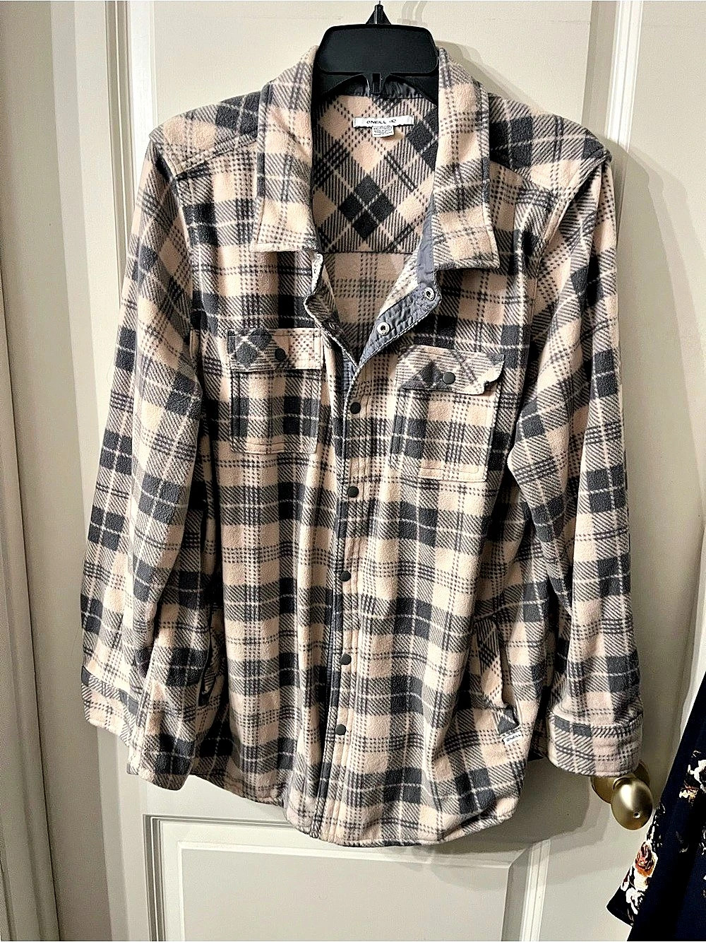 O'Neill Plaid Jacket Gray & Pink XXL Like New